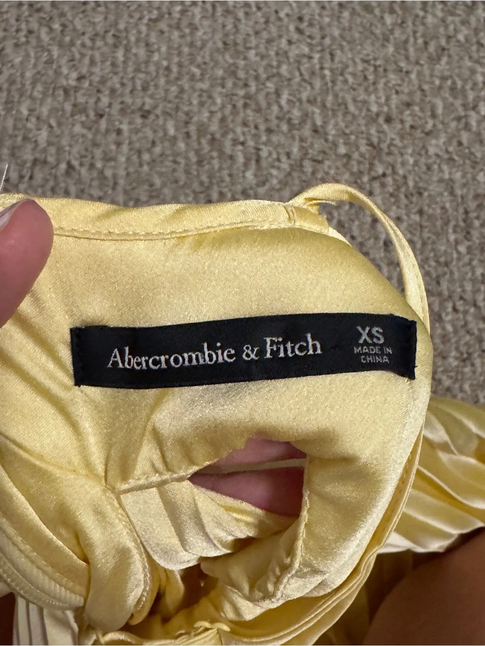 Abercrombie & Fitch Yellow Pleated Maxi Dress with Cutout Waist